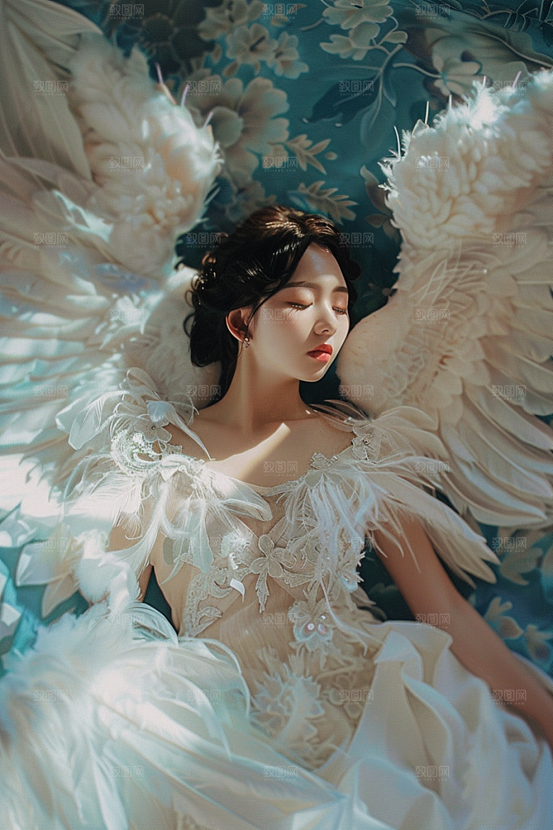 天使女神白色唯美摄影图