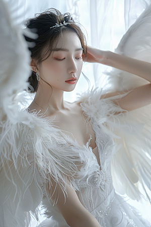 天使女神仙女白色摄影图