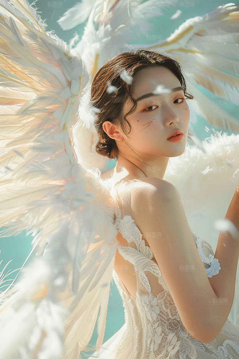 天使女神白色人物摄影图