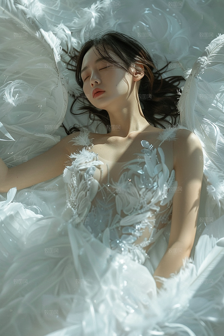天使女神美女白色摄影图