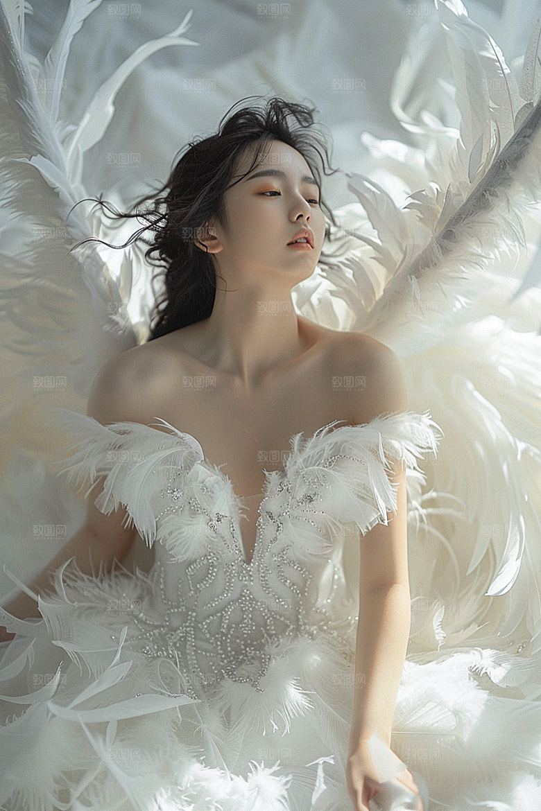 天使女神人物白色摄影图