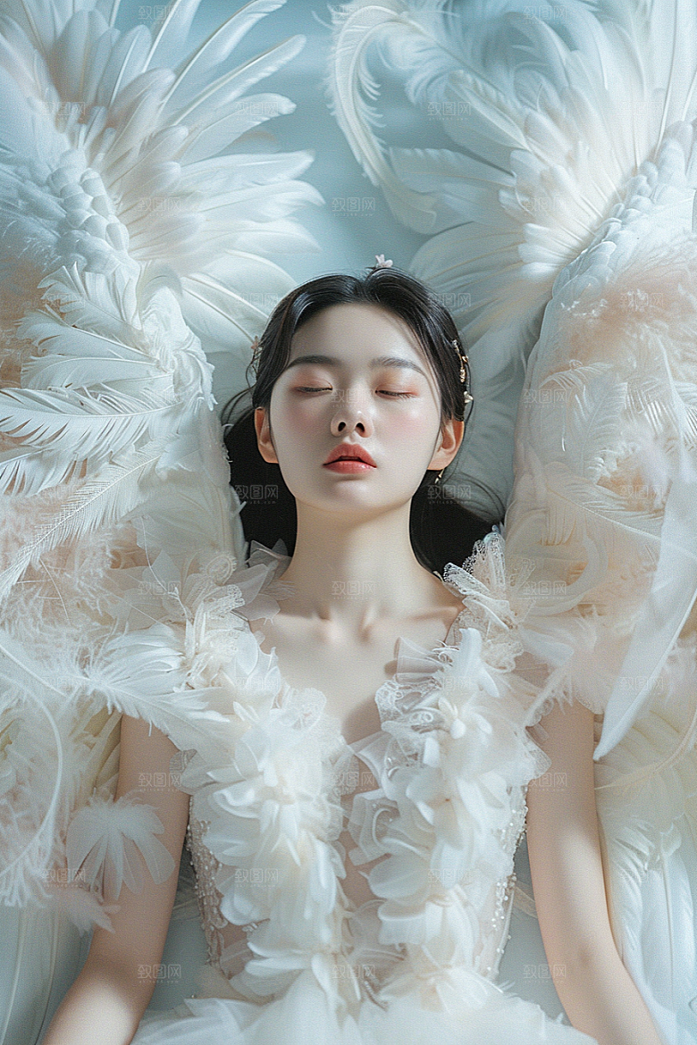 天使女神美女白色摄影图