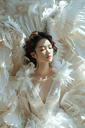 天使女神美女肖像摄影图