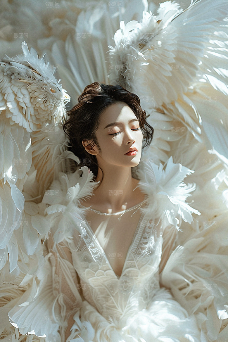 天使女神美女肖像摄影图