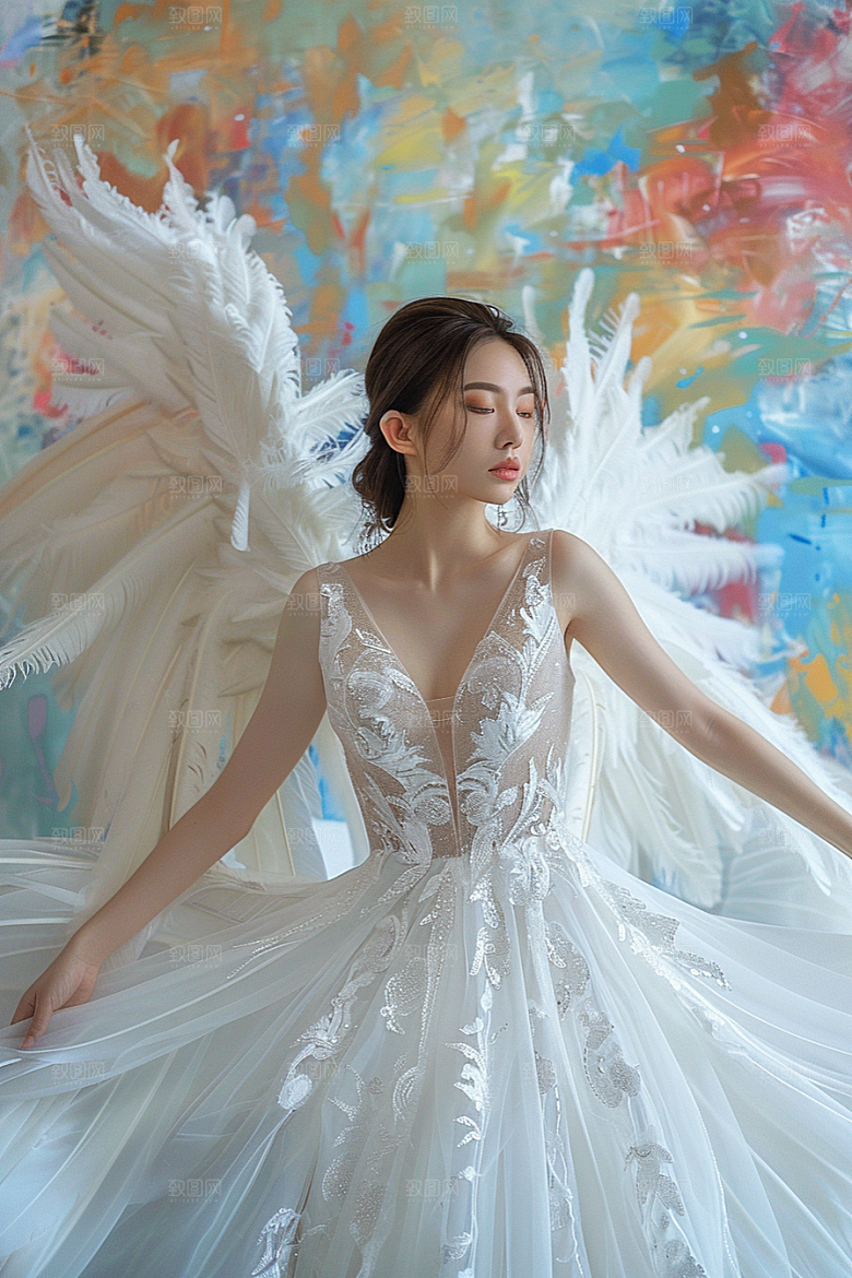 天使女神高清白色摄影图