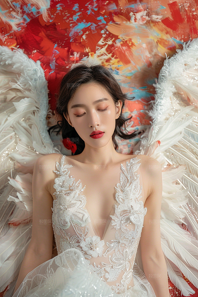 天使女神纯洁白色摄影图