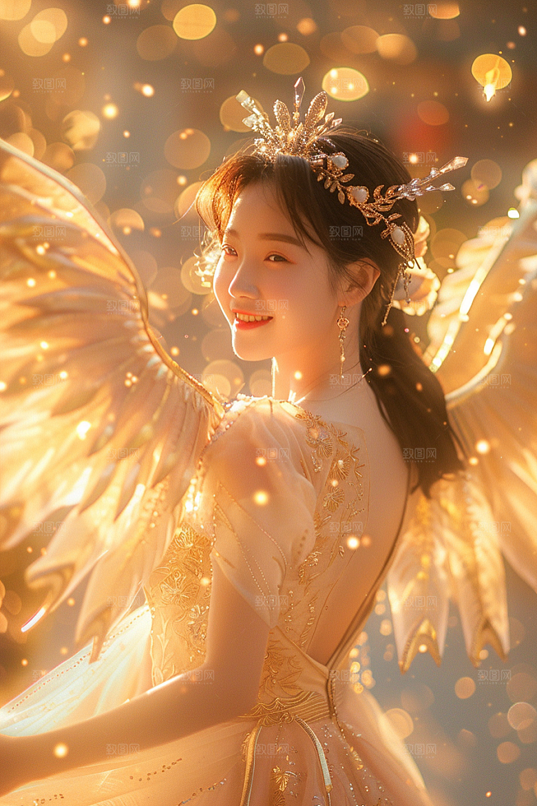 天使女神白色仙女摄影图