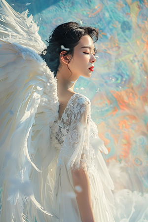 天使女神肖像纯洁摄影图