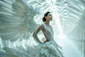 天使女神梦幻白色摄影图