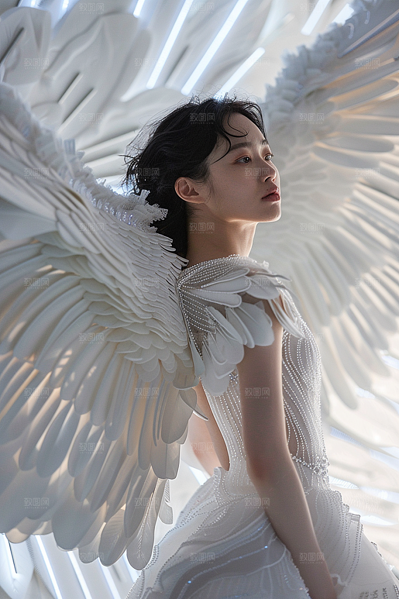 天使女神白色纯洁摄影图
