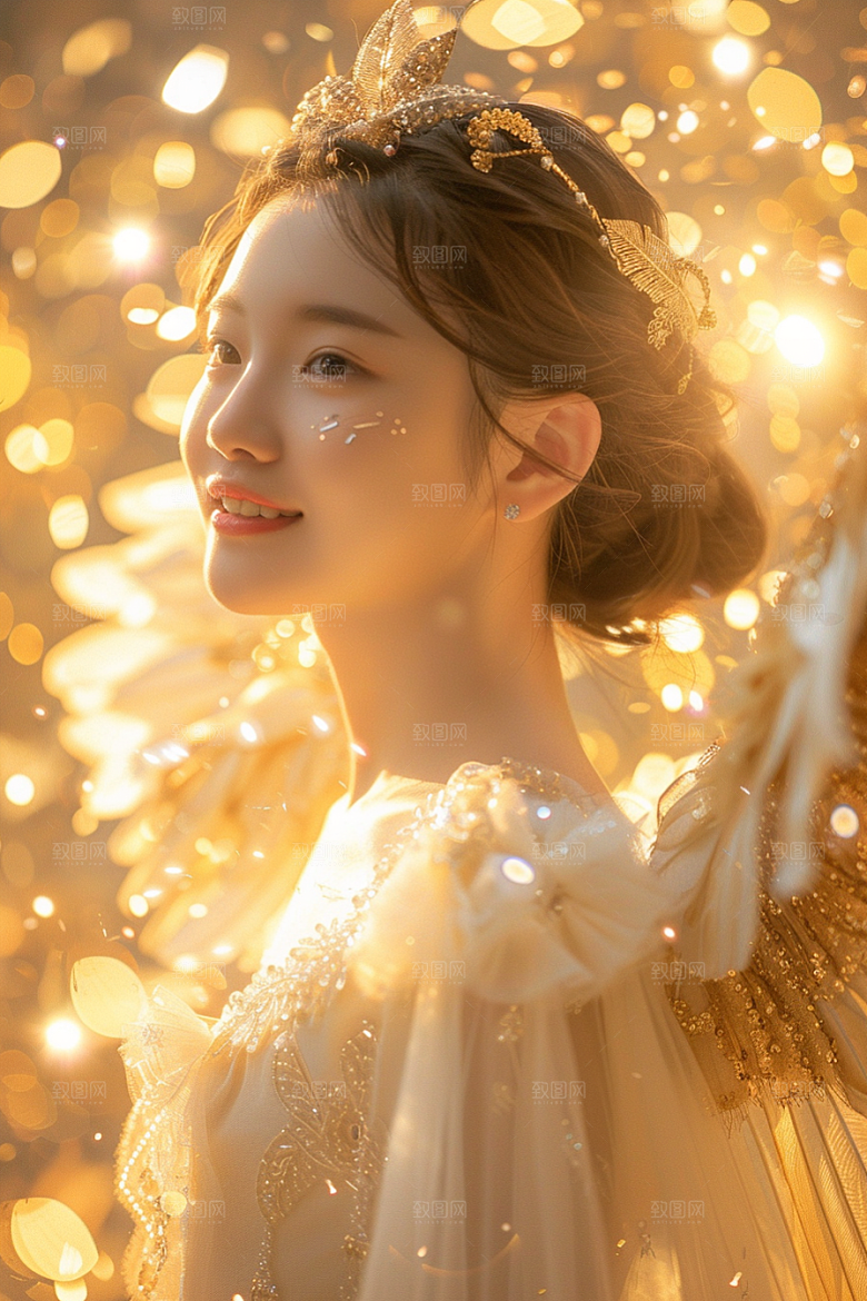 天使女神白色美女摄影图