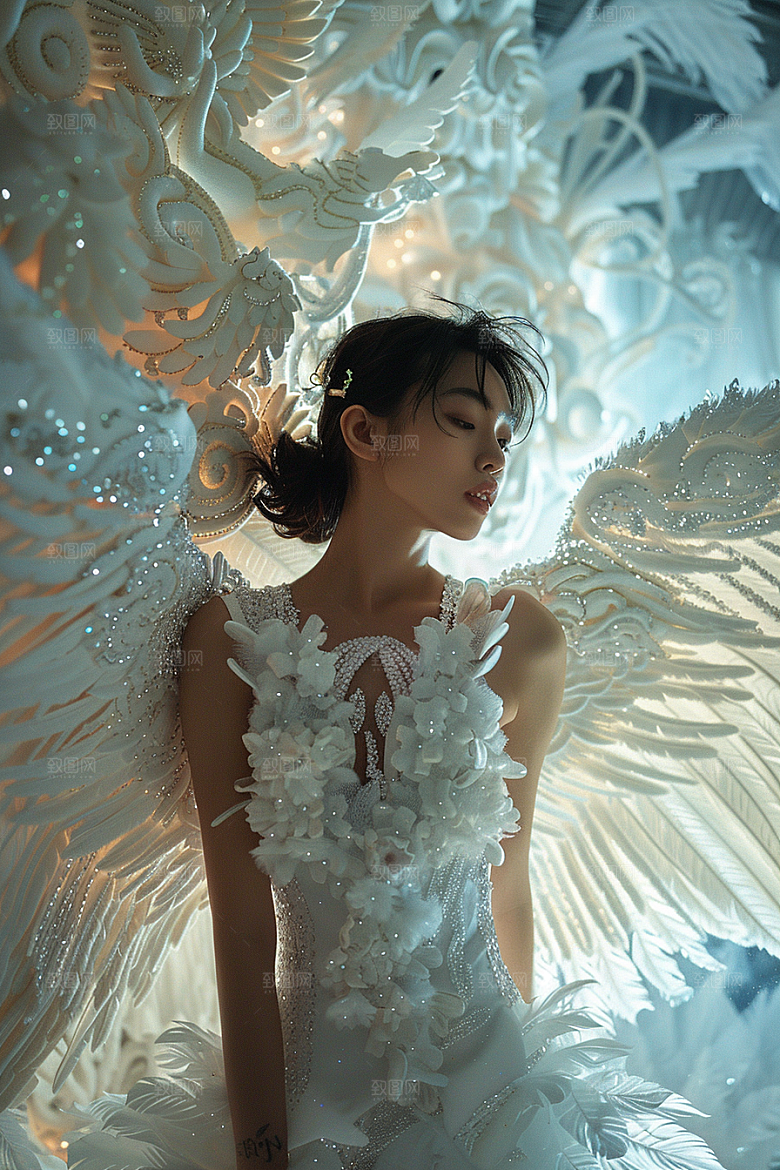 天使女神美女清新摄影图