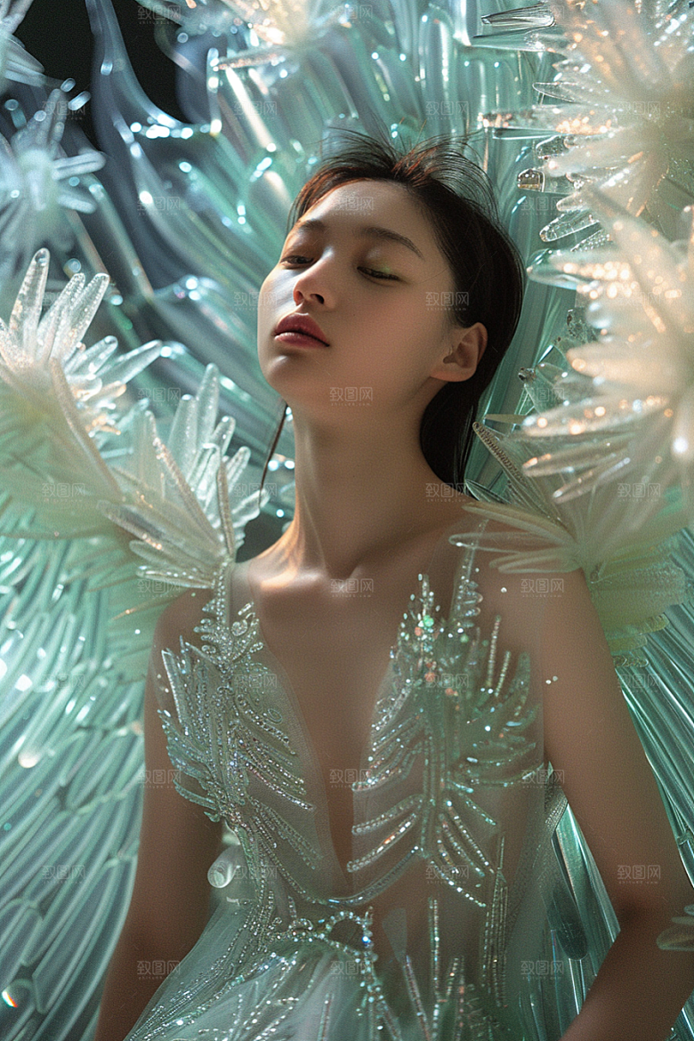 天使女神羽毛翅膀仙女摄影图