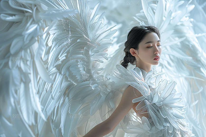 天使女神人物白色摄影图