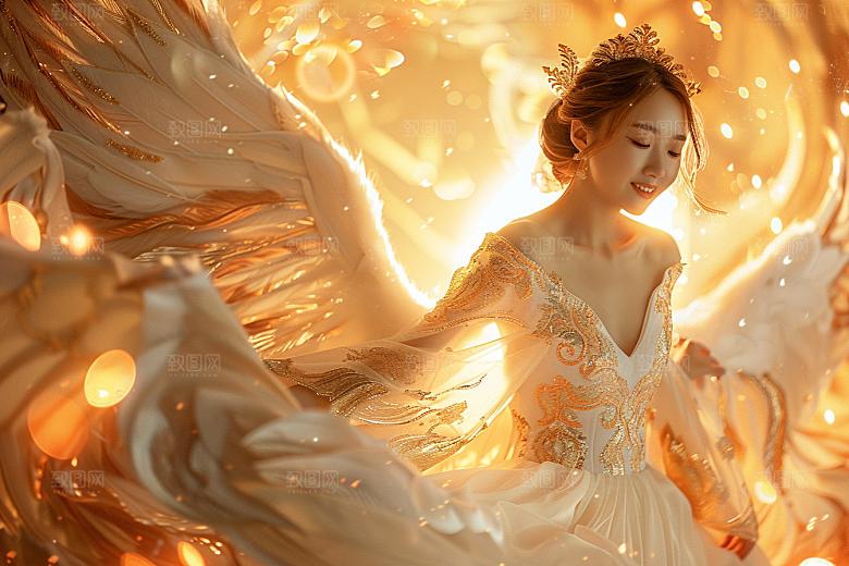 天使女神清新白色摄影图