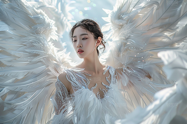 天使女神白色唯美摄影图
