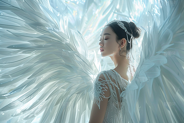 天使女神纯洁白色摄影图