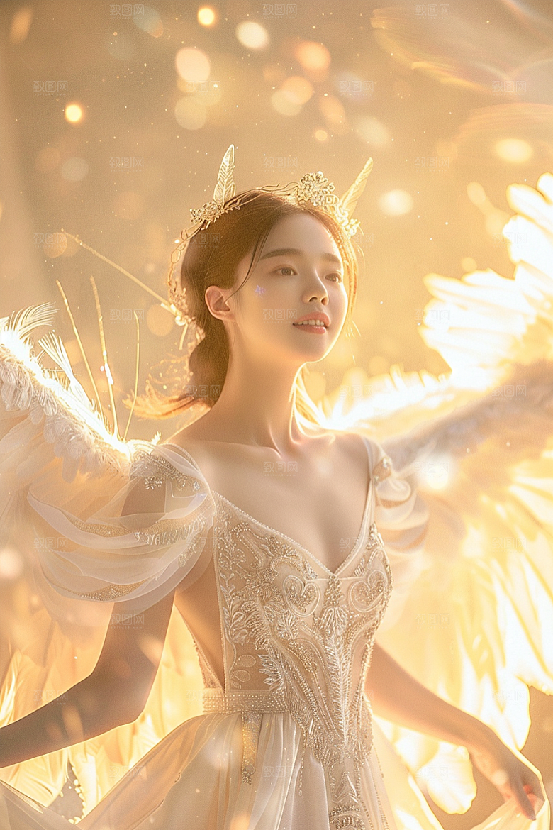 天使女神白色纯洁摄影图