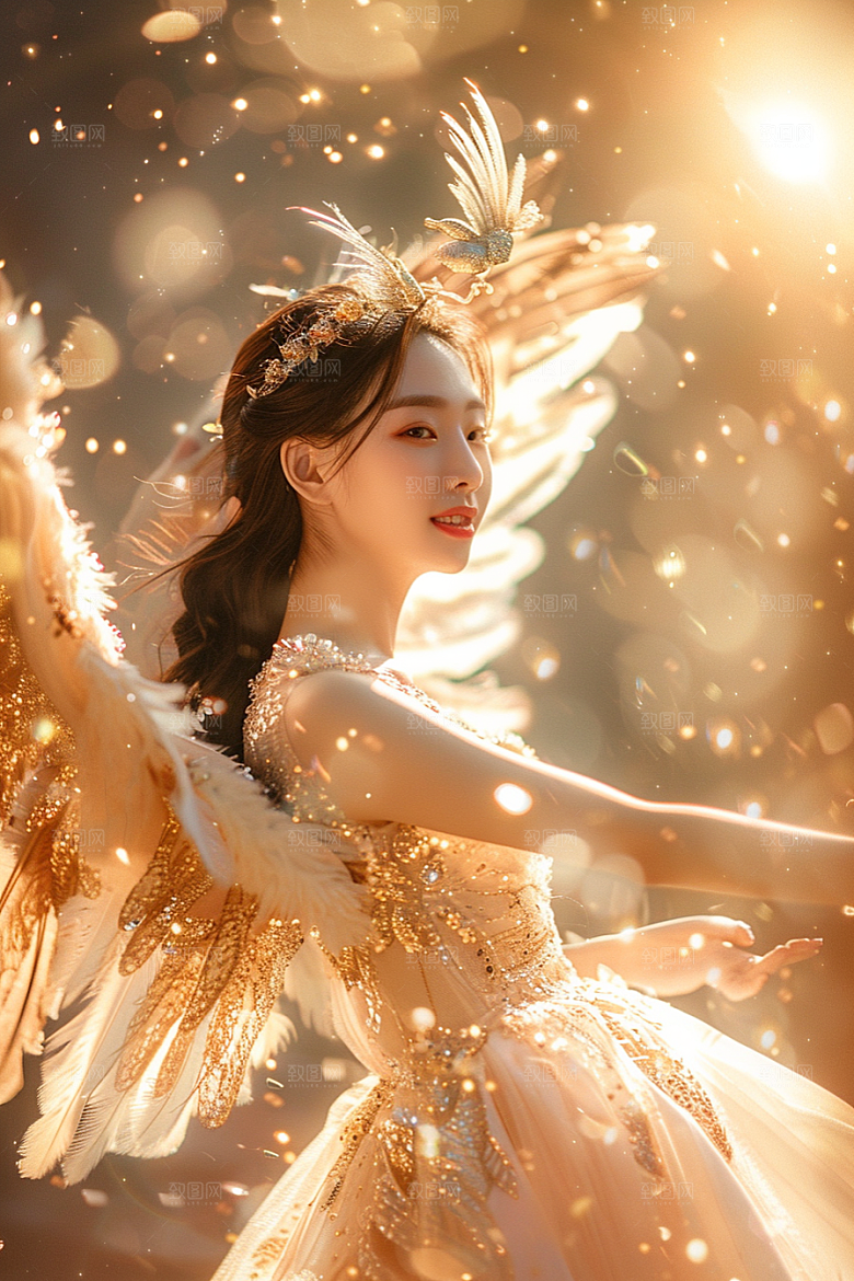 天使女神写真白色摄影图