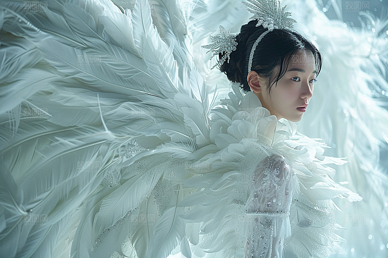 天使女神白色人物摄影图