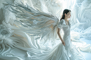 天使女神人物白色摄影图