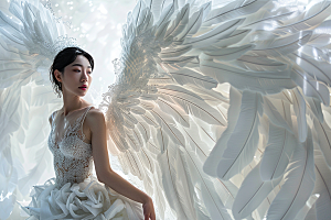 天使女神白色仙女摄影图