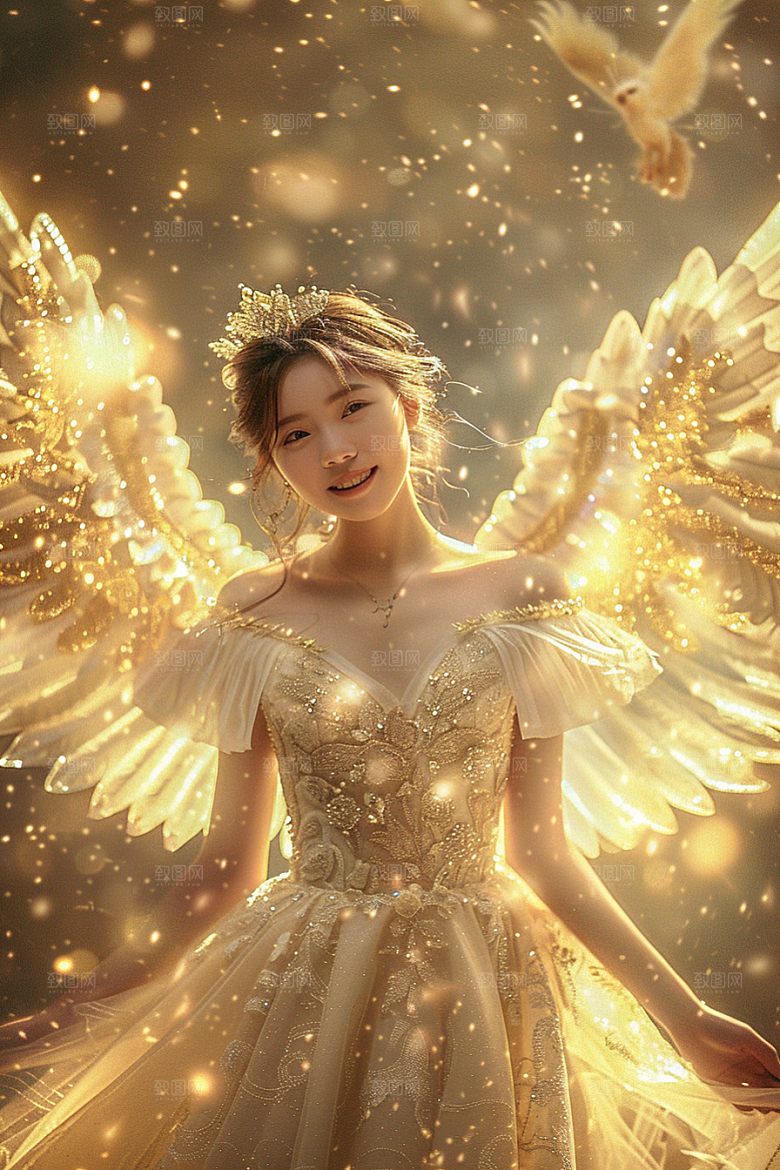 天使女神肖像写真摄影图