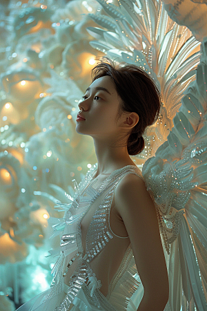 天使女神白色纯洁摄影图