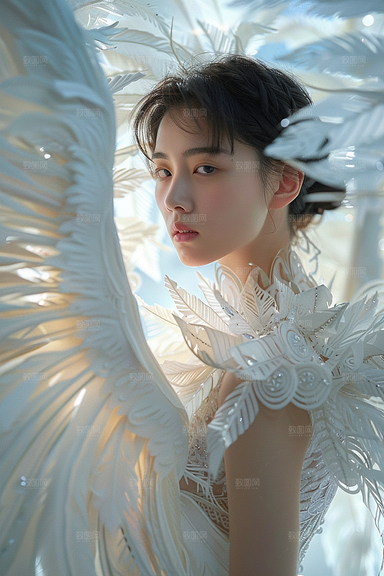 天使女神白色人物摄影图