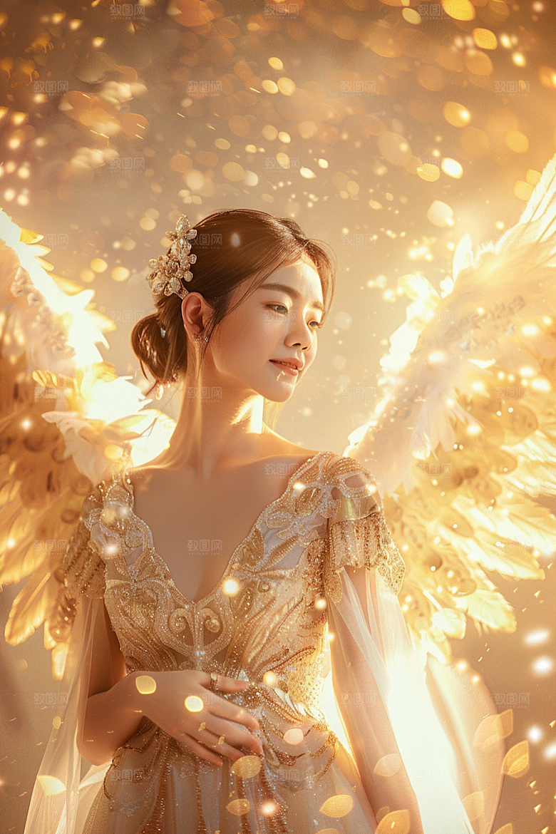 天使女神清新肖像摄影图