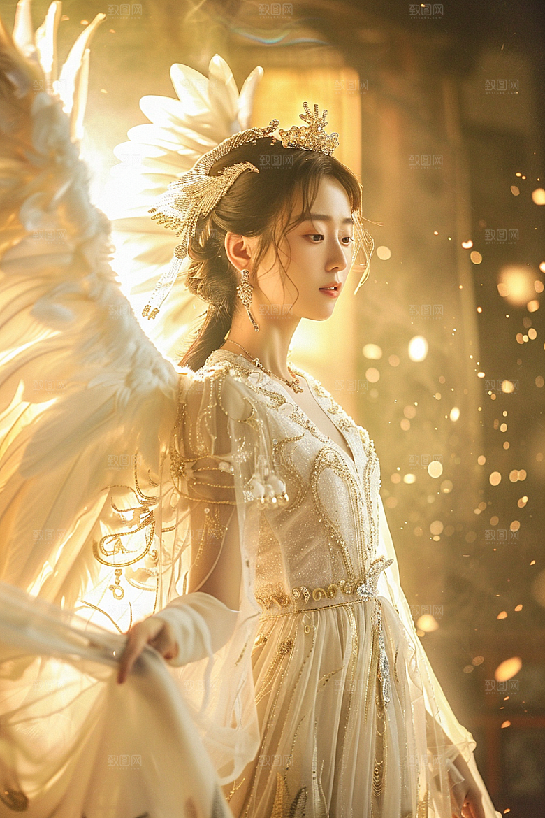 天使女神白色唯美摄影图