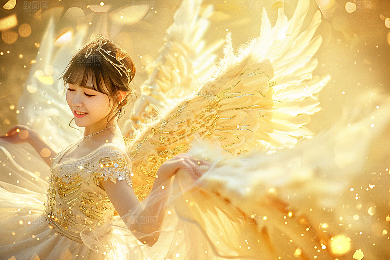 天使女神白色美女摄影图