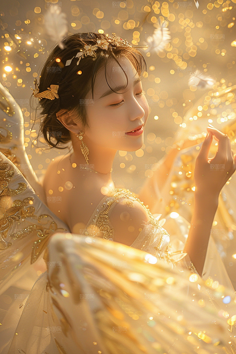 天使女神唯美白色摄影图