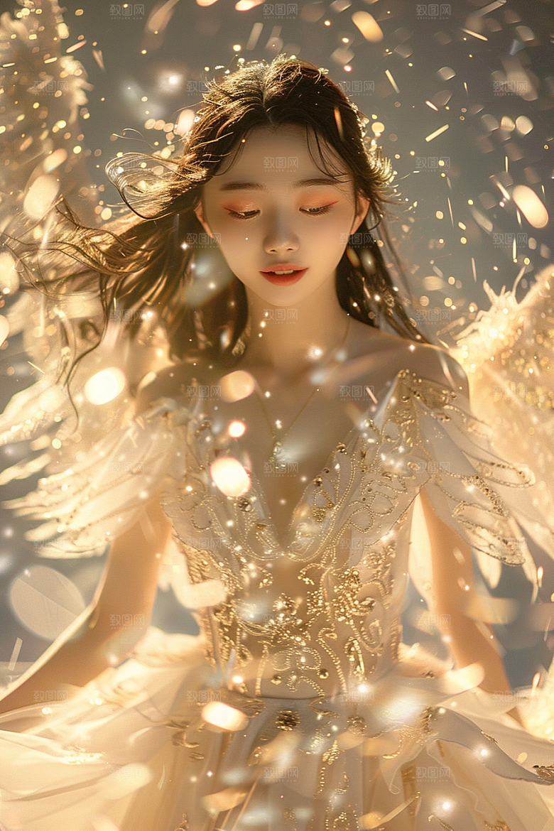天使女神白色人物摄影图