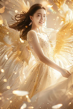 天使女神梦幻肖像摄影图