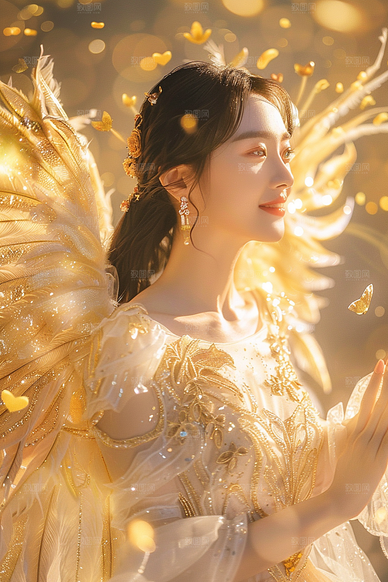 天使女神高清白色摄影图