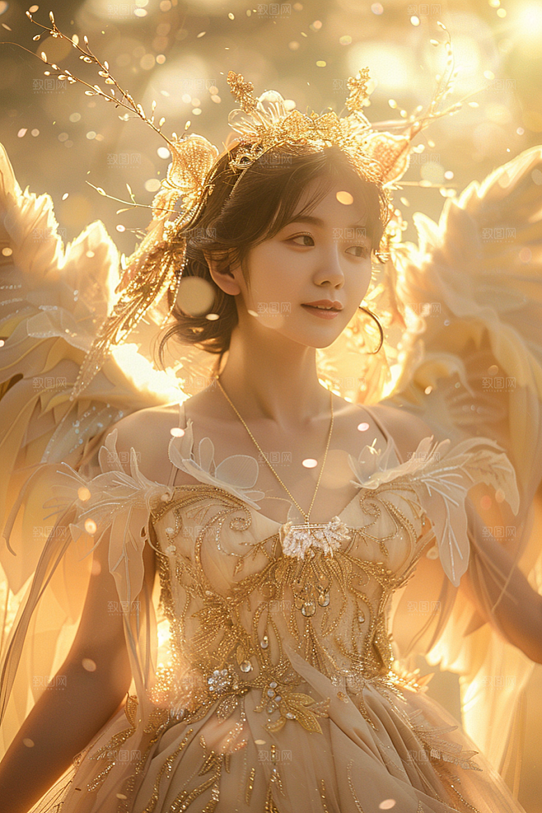 天使女神白色仙女摄影图