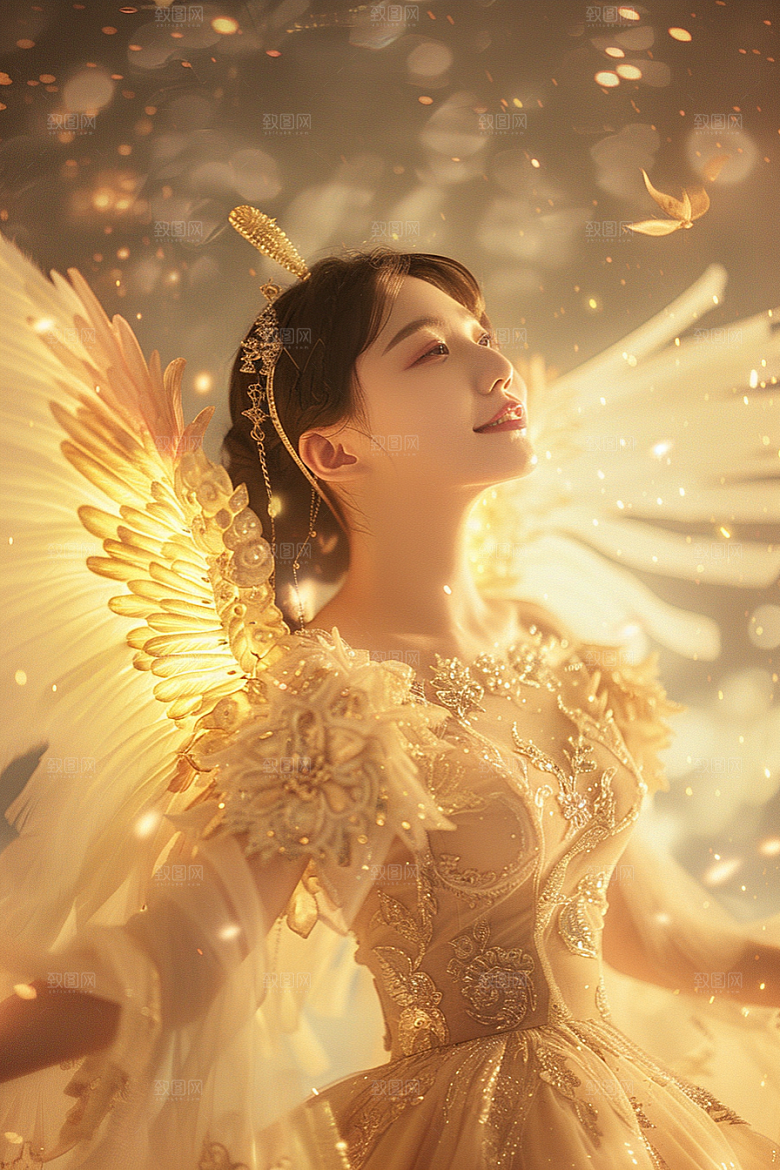 天使女神纯洁白色摄影图