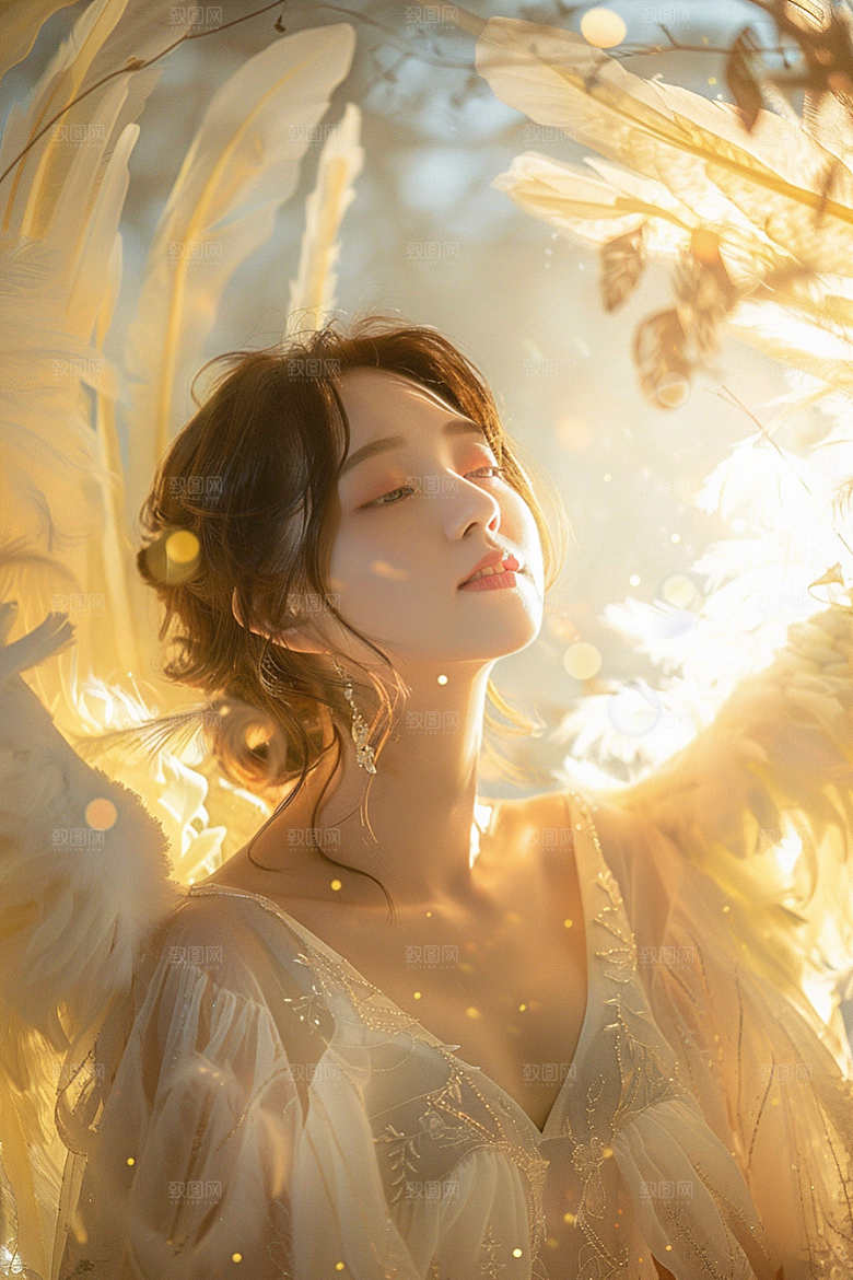 天使女神美女清新摄影图