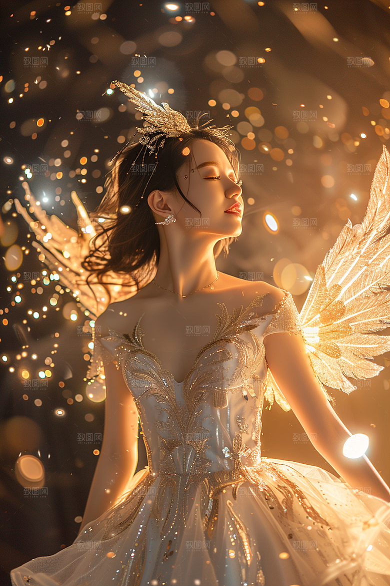 天使女神肖像清新摄影图