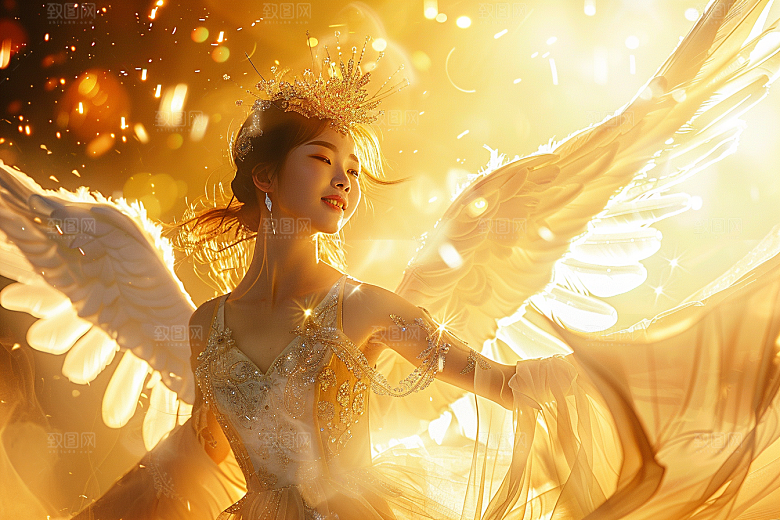 天使女神白色美女摄影图