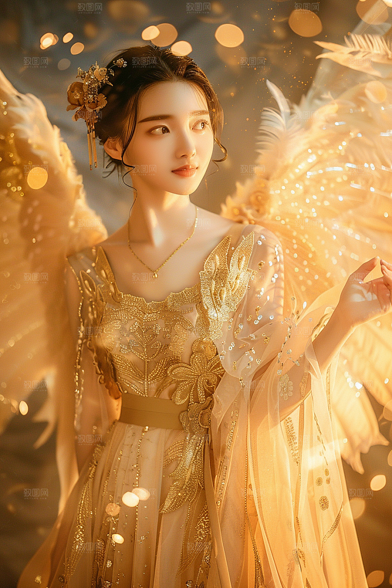 天使女神清新美女摄影图