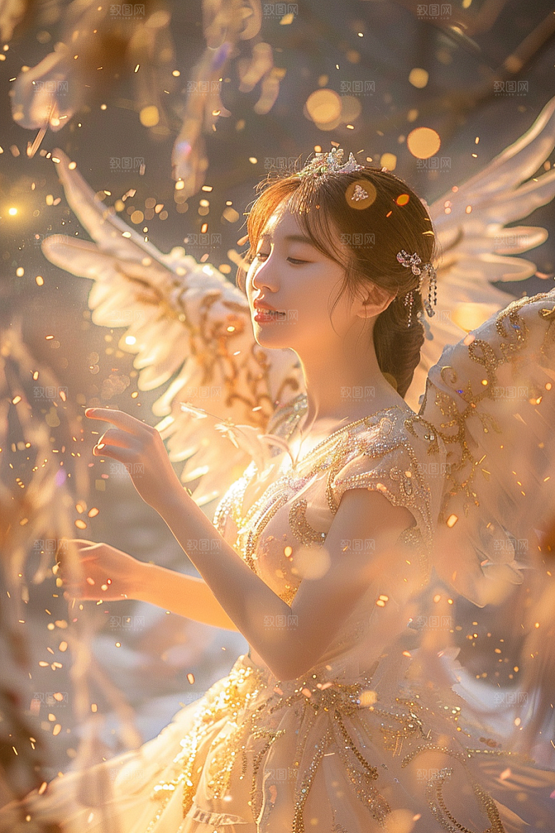 天使女神美女清新摄影图