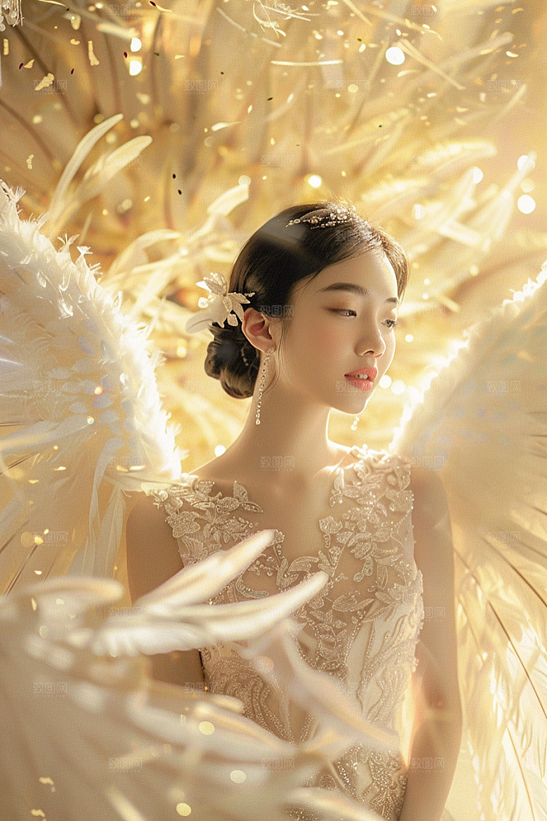天使女神仙女白色摄影图