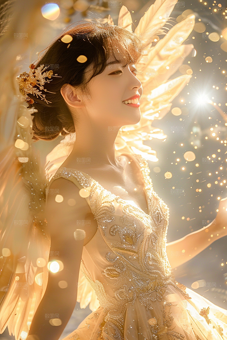 天使女神白色美女摄影图