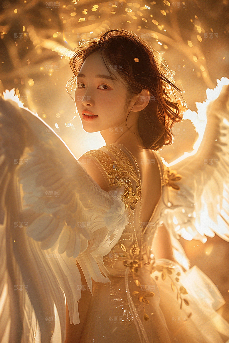 天使女神白色肖像摄影图