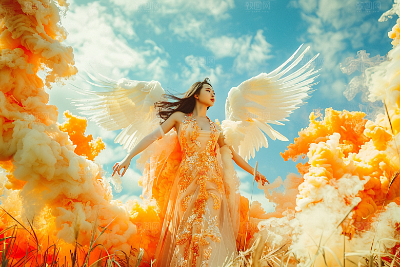 天使女神梦幻肖像摄影图