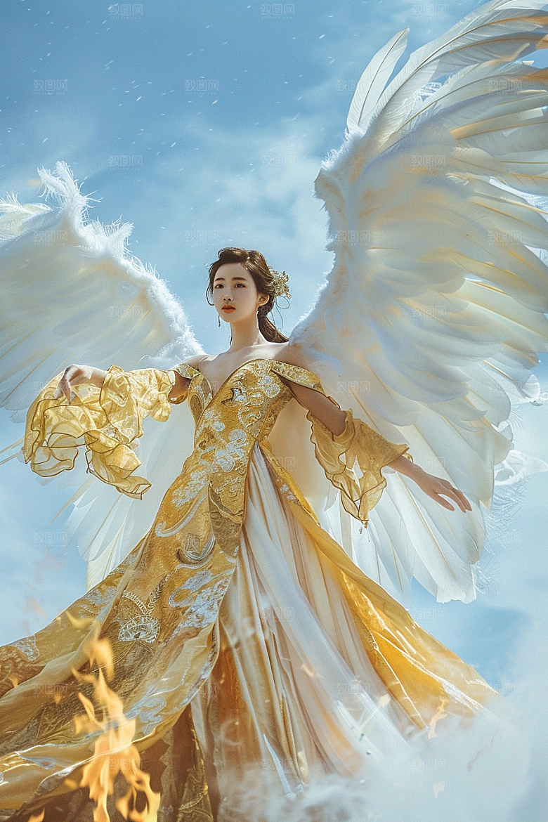 天使女神美女白色摄影图