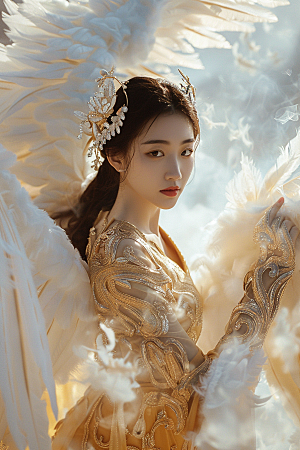 天使女神梦幻白色摄影图