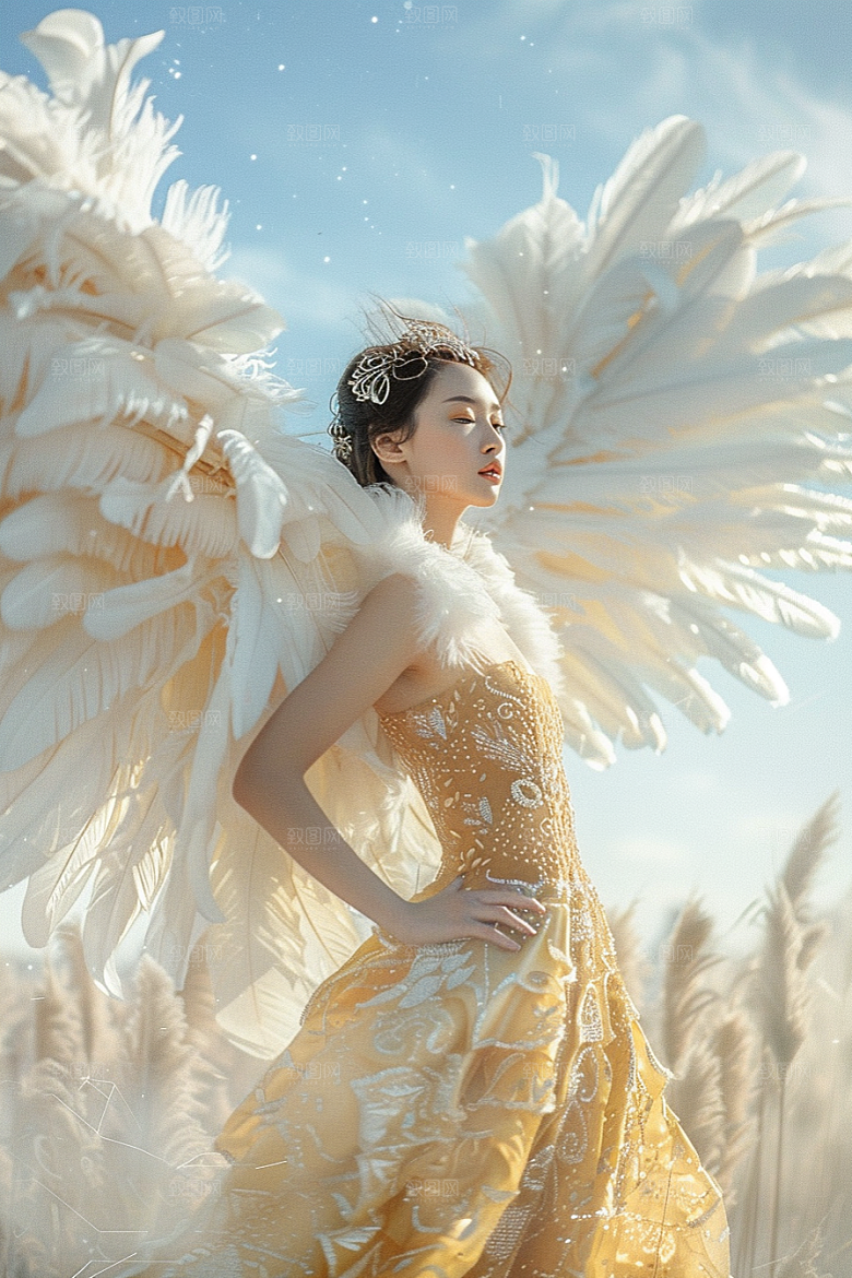 天使女神白色人物摄影图